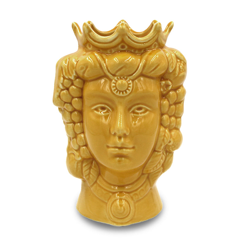 Testa di moro in ceramica siciliana colore senape uomo e donna