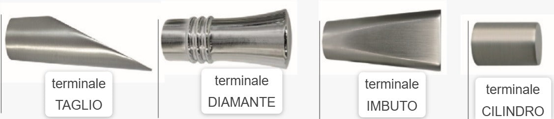 terminale taglio, diamante , imbuto ,cilindro ,bastone acciaio ,moderno