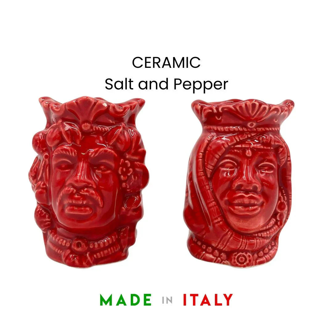 Testa di moro in ceramica siciliana colore Rosso uomo e donna