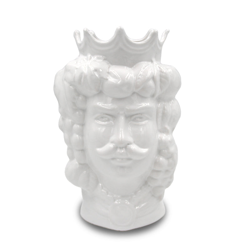 Testa di moro in ceramica siciliana colore bianco uomo e donna