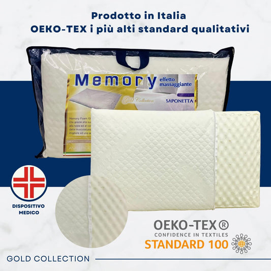 Cuscino Memory Foam Modello Saponetta Cuscino Letto Memory Ergonomici Ortopedico