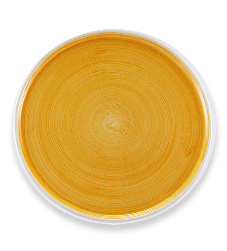 piatto fondo  , ceramica  siciliana, artigianale, colore giallo ambra