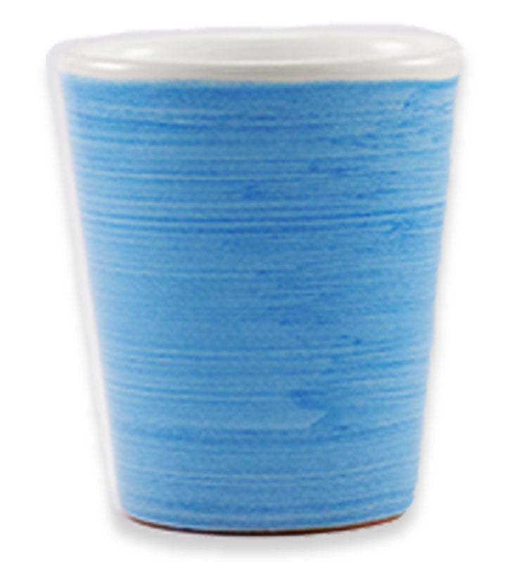 bicchiere conico ,ceramica  siciliana, artigianale, colore azzurro