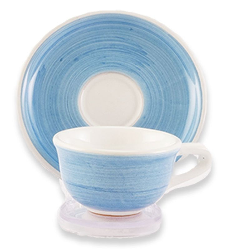 Tazzina Caffè + Piattino ,ceramica  siciliana, artigianale, colore azzurro