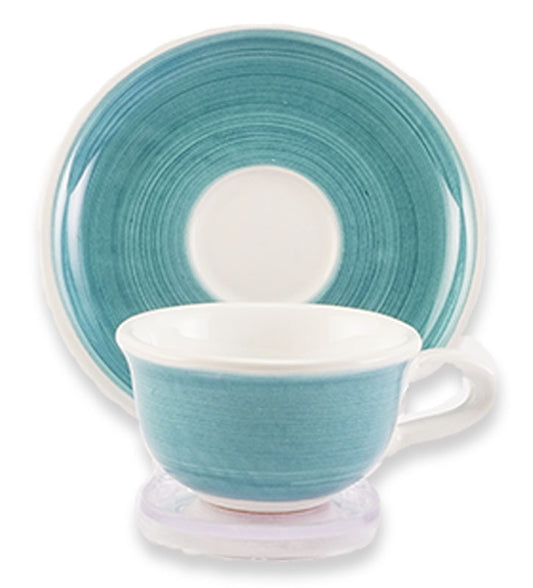 Tazzina Caffè + piattino ,ceramica siciliana, artigianale , colore blu mare