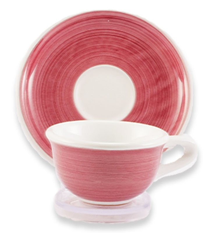 Tazzina Caffè + Piattino, ceramica siciliana, artigianale , colore bordeaux