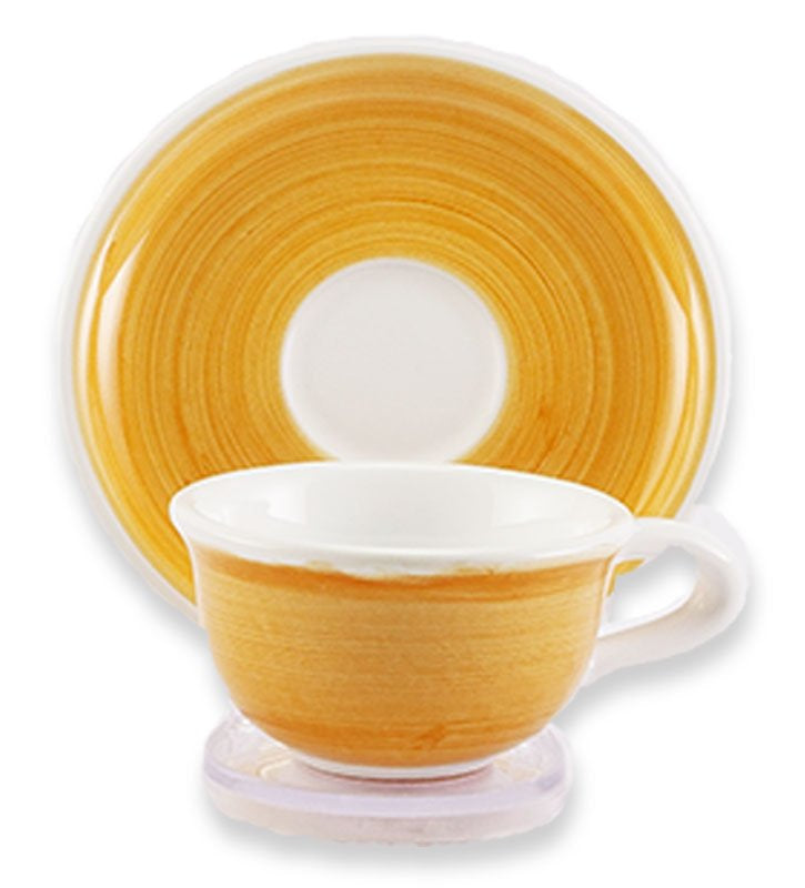 Tazzina Caffè + piattino, ceramica  siciliana, artigianale, colore giallo  ambra