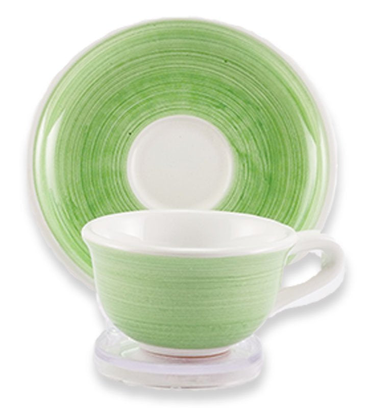 Tazzina Caffè + Piattino ,ceramica siciliana, artigianale , colore verde mela