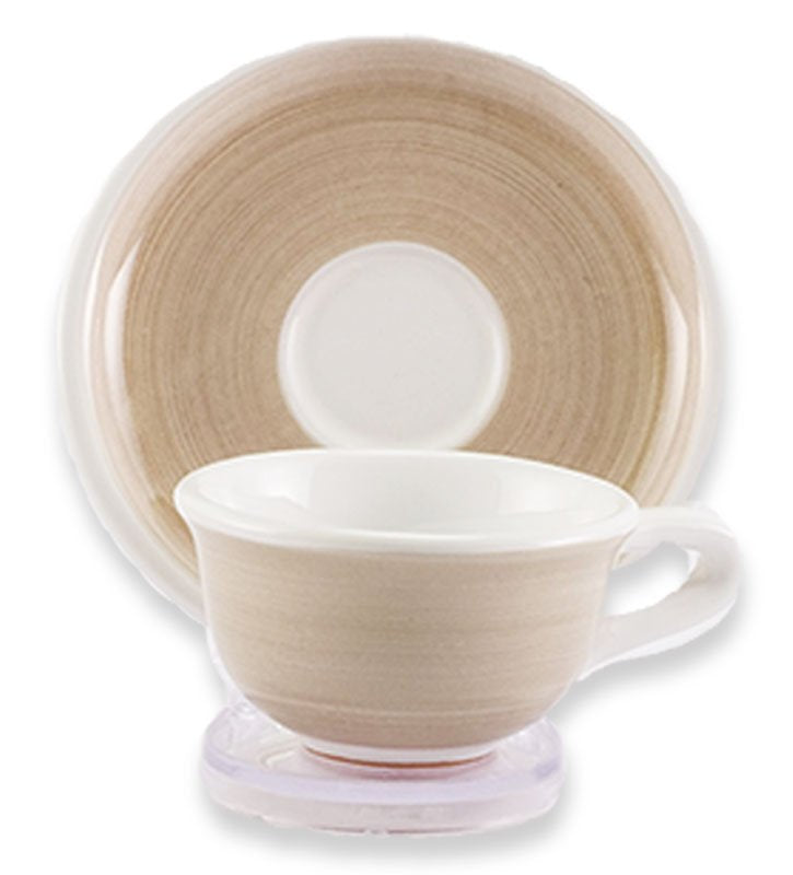 Tazza Thè + Piattino, ceramica siciliana , artigianale, colore beige