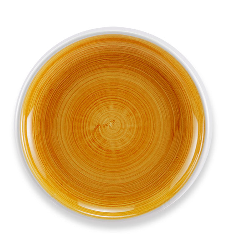 Sottopiatto con falda , ceramica  siciliana, artigianale, colore giallo ambra
