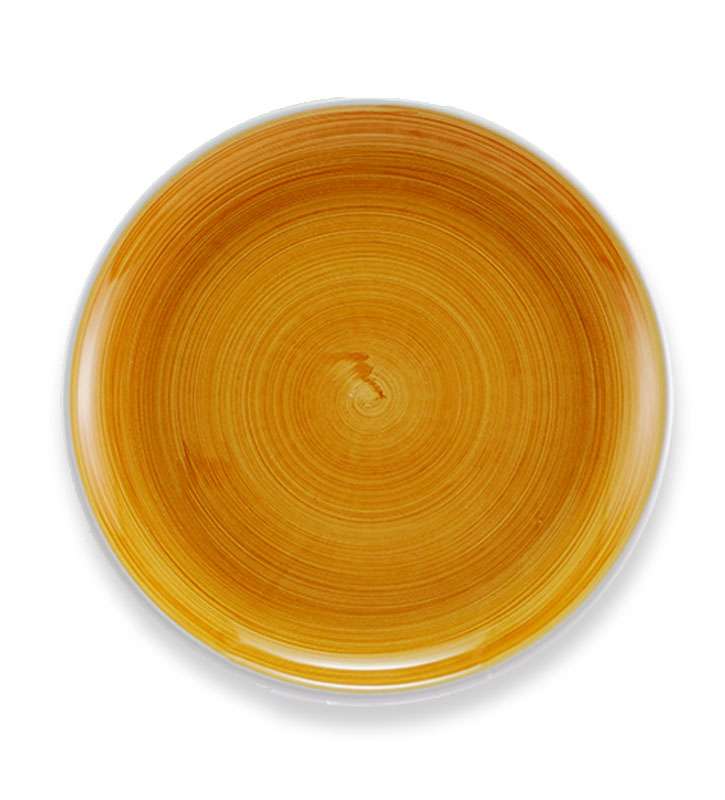 Piatto  Piano  , ceramica  siciliana, artigianale, colore giallo ambra