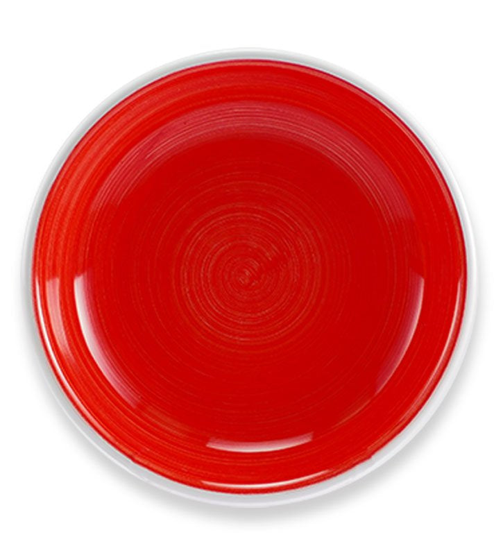 piatto fondo , ceramica siciliana, artigianale , colore rosso corallo