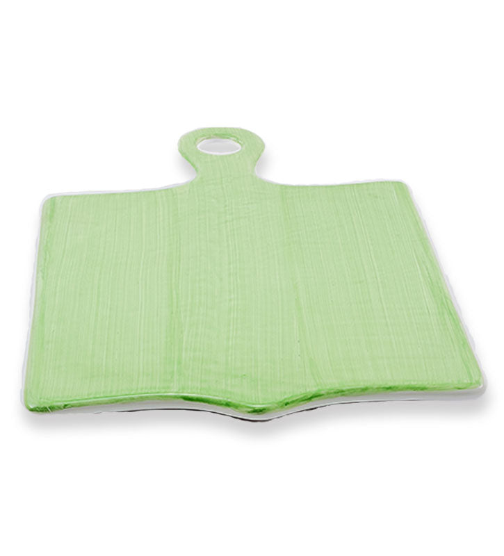 tagliere rettangolare , ceramica siciliana, artigianale , colore verde mela