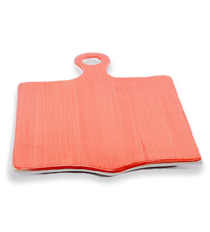 tagliere rettangolare, ceramica siciliana, artigianale , colore rosso corallo