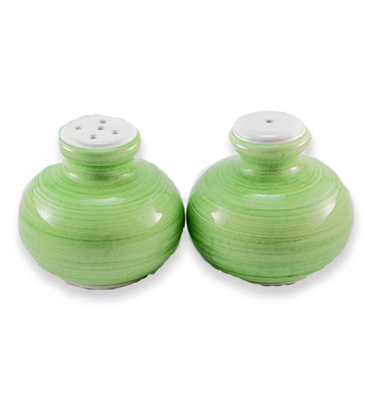 sale e pepe , ceramica  siciliana, artigianale, colore verde mela