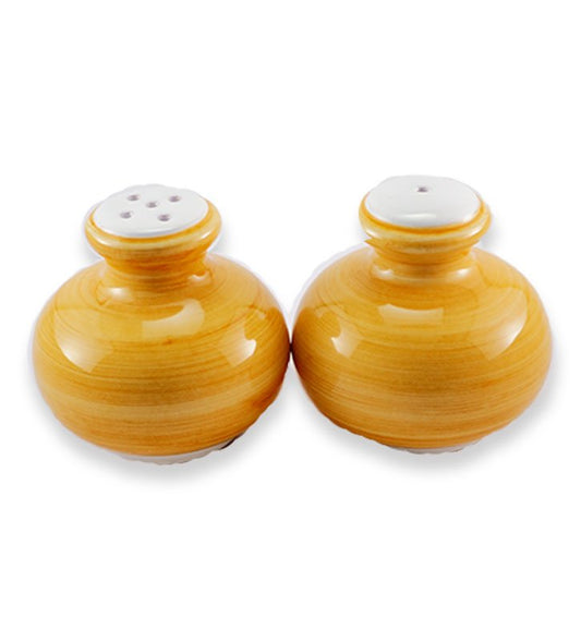 sale e pepe  , ceramica  siciliana, artigianale, colore giallo ambra