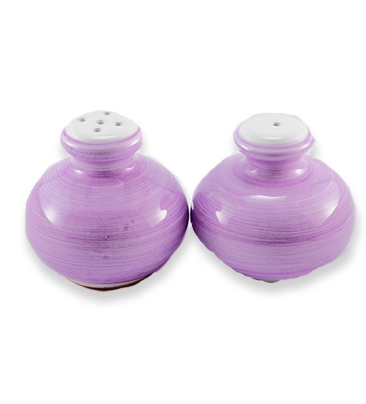 sale e pepe ,ceramica  siciliana, artigianale, colore lilla