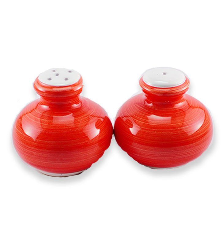 sale e pepe , ceramica siciliana, artigianale , colore rosso corallo