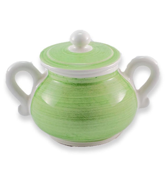 zuccheriera , ceramica siciliana, artigianale , colore verde mela