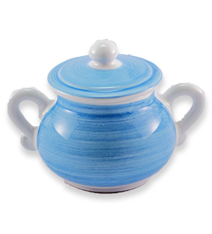 zuccheriera ,ceramica  siciliana, artigianale, colore azzurro