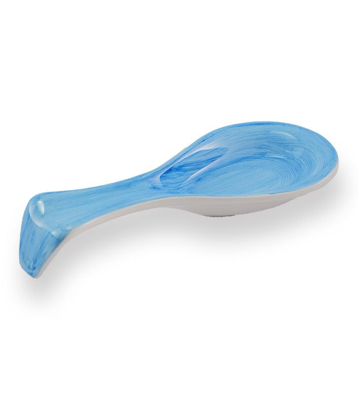 poggia mestolo ceramica  siciliana, artigianale, colore azzurro