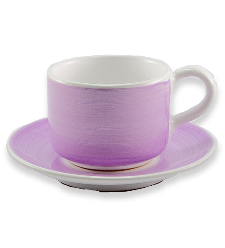 Tazza Colazione + piattino, ceramica siciliana, artigianale , colore lilla