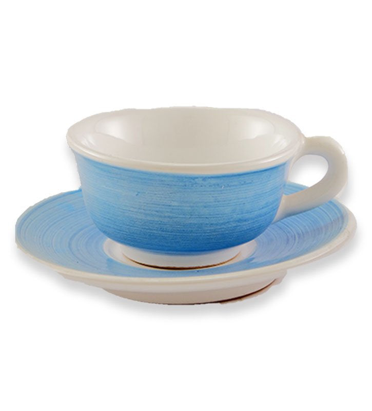 Tazzina Caffè + Piattino , ceramica  siciliana, artigianale, colore azzurro