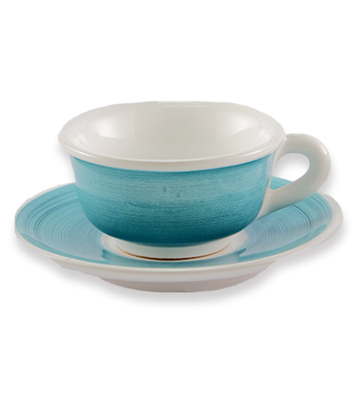 Tazza Thè + Piattino, ceramica siciliana, artigianale , colore blu mare