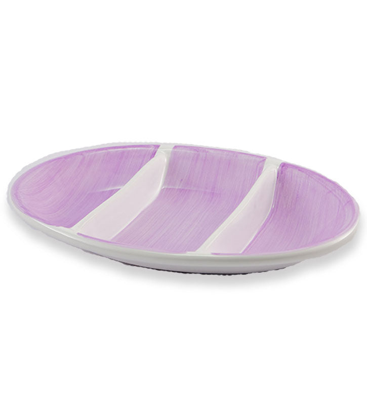 antipastiera ovale ,  ceramica siciliana, artigianale , colore lilla