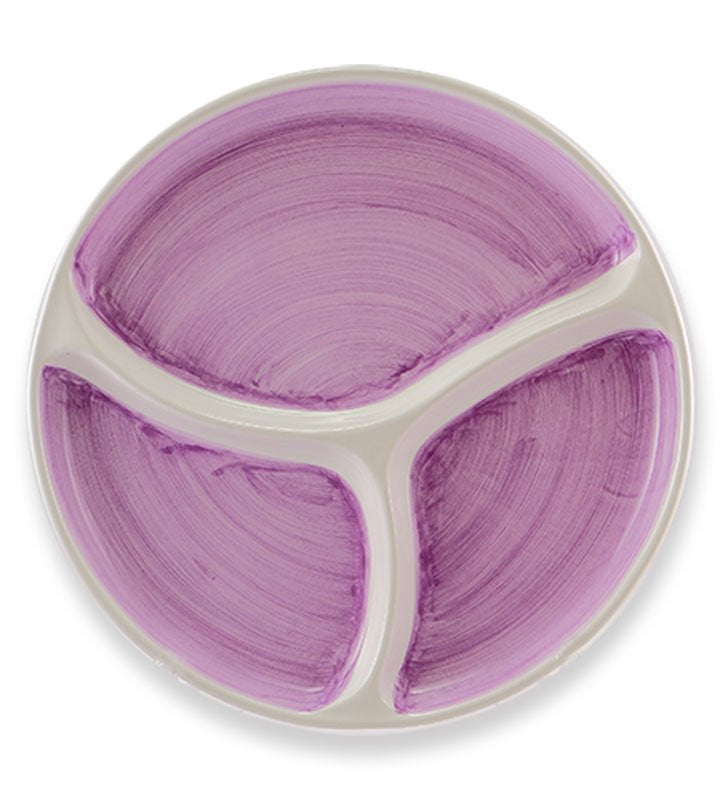 antipastiera rotonda ,  ceramica siciliana, artigianale , colore lilla