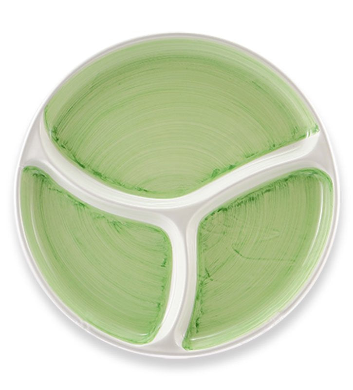 antipastiera rotonda ,  ceramica siciliana, artigianale , colore verde mela
