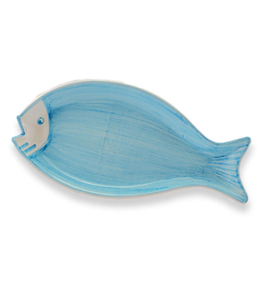 vassoio  ovale , pesce ,  ceramica siciliana, artigianale , colore turchese