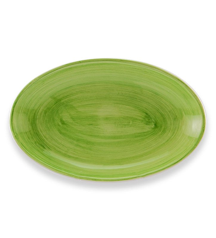 vassoio ovale ,  ceramica siciliana, artigianale , colore verde mela