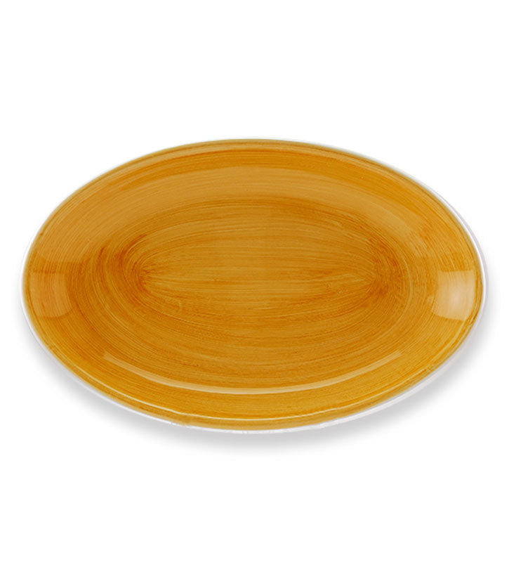 vassoio ovale , ceramica  siciliana, artigianale, colore giallo ambra