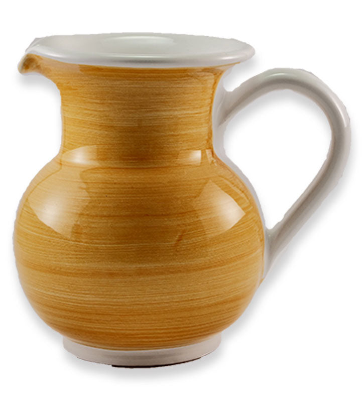 boccale  , ceramica  siciliana, artigianale, colore giallo ambra