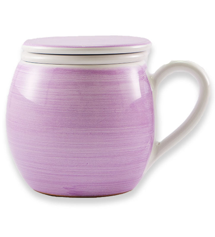 Tisaniera , ceramica siciliana, artigianale lilla