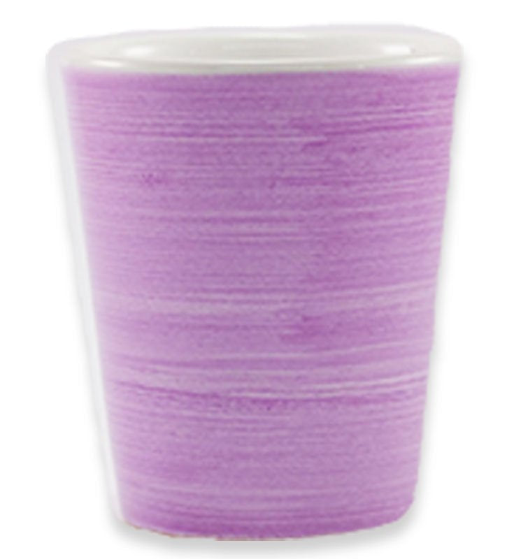 bicchiere conico , ceramica  siciliana, artigianale, colore lilla