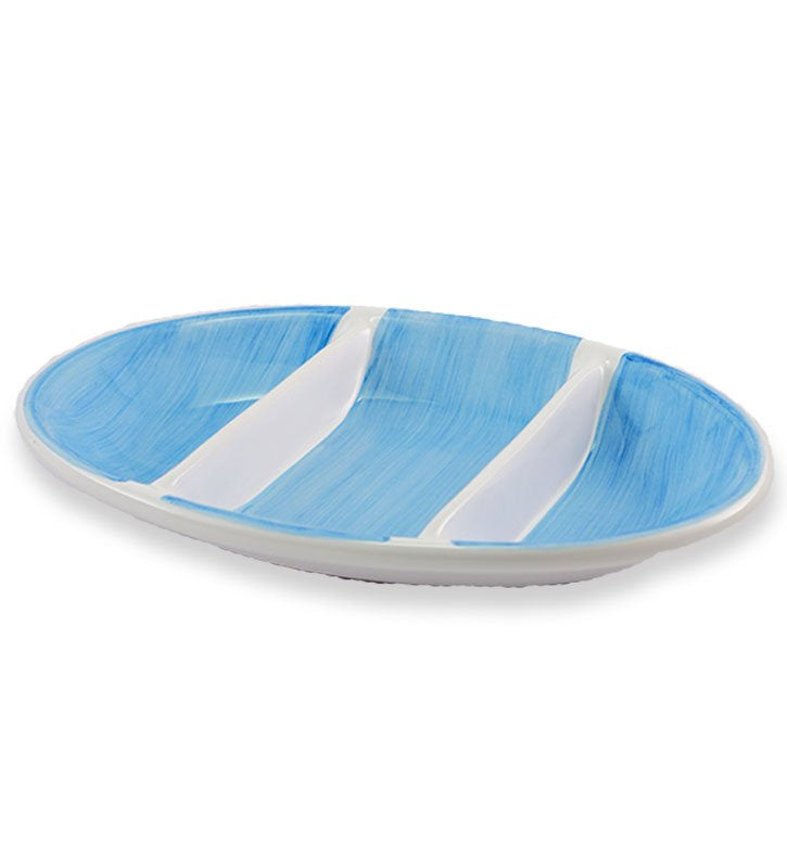 vassoio ovale ,ceramica  siciliana, artigianale, colore azzurro