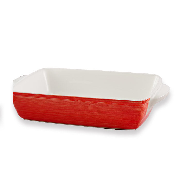 pirofila da forno , ceramica siciliana, artigianale , colore rosso corallo