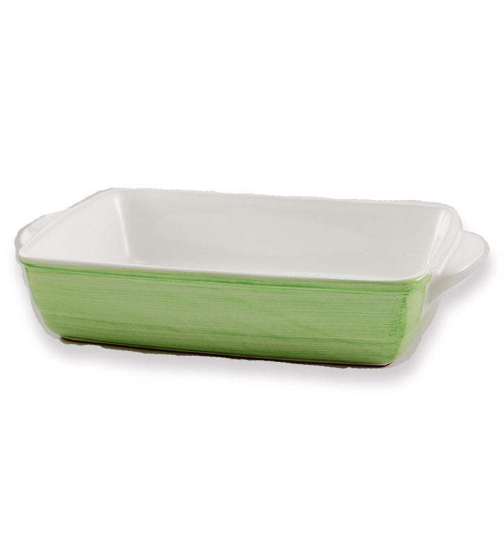 pirofila , ceramica  siciliana, artigianale, colore verde mela