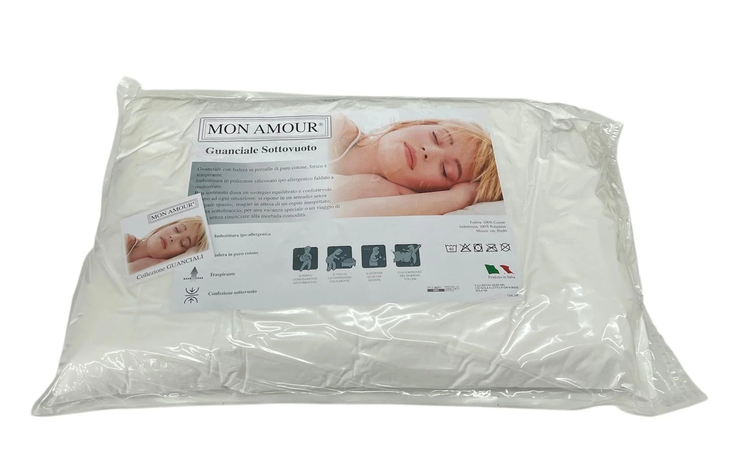 Guanciale Fibra art. Silio sottovuoto 50 x 80