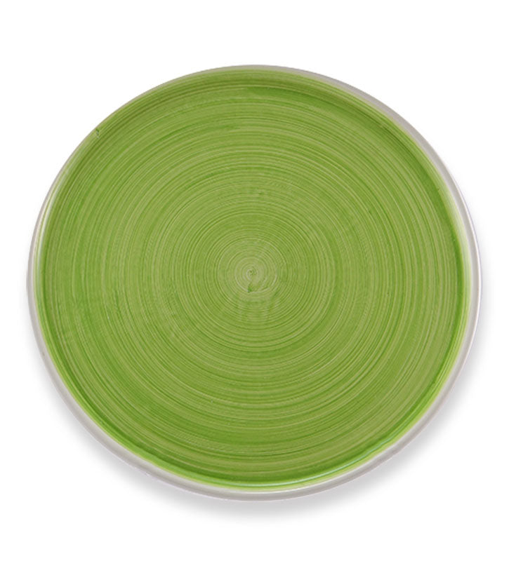 piatto piano , ceramica  siciliana, artigianale, colore verde mela